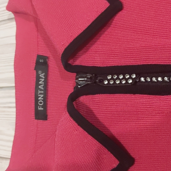 Fontana Small Retro 3/4 Rhinestone Zipper Pink Tank Top - Picture 3 of 6